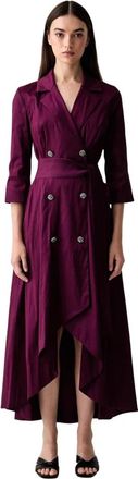 Joseph Ribkoff Stretch Taffeta Wikkeljurk met Pasvorm en Flare - Dames - Wikkelkleedje - Paars - 2XL - Leer - Kleedjes