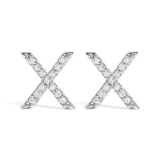 House of Brilliance 10K Gold 1/10 Cttw Diamond Initial A to Z Stud Earring in White Gold | X at Nordstrom