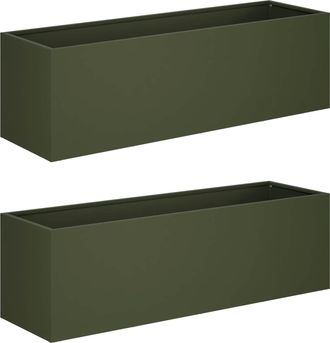 vidaXL Macetero De Jard&iacute;n 2 Uds. Verde Oliva 80 X 30 X 30 Cm Vidaxl