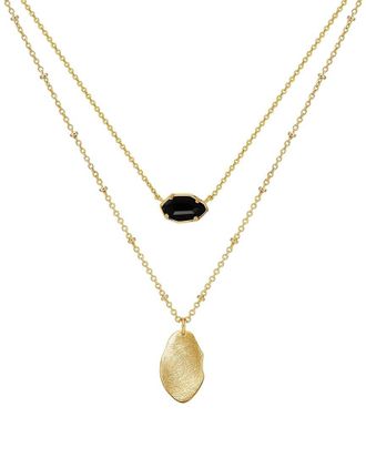 Liv Oliver 18K Platedonyx Geometric Layer Necklace