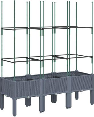 vidaXL Vidaxl - Garden Planter with Trellis Blue Grey 120x40x142.5 cm pp