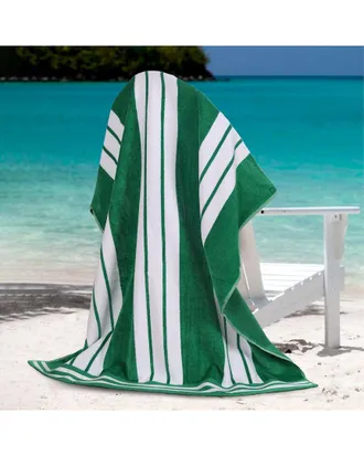 Superior Set Of 2 Cabana Stripe Oversized Cotton Beach Towels