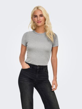 Only ONLVAL - Basic-Shirt mit Stretchkomfort f&uuml;r jeden Tag regular fit, modisch, Jersey, Baumwollmischung, Rundhals