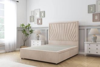 Sloomy Somerset Naples Divan Base 2 Drawers 26 Headboard in Light Sand | Size: Small Double