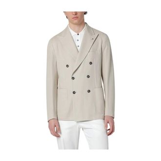 Tagliatore Blazers, male, Beige, Size: 2XL Double-breasted Cotton Jacket
