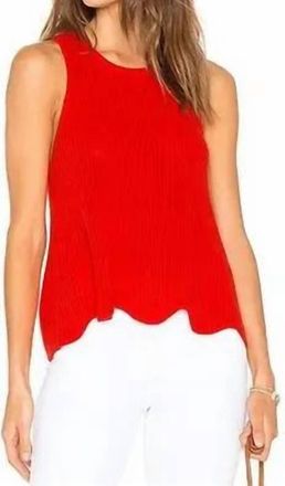Autumn Cashmere Scallop Shaker Top In Apple