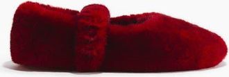 H&M Fluffy Slippers in Dark Red at Nordstrom, Size 11