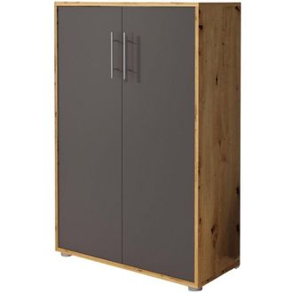 Dmora Armadio Multiuso 2 Ante Parabita, Cassetti, 4 Ripiani, 2 Ante, 79x118h cm Marrone Rovere