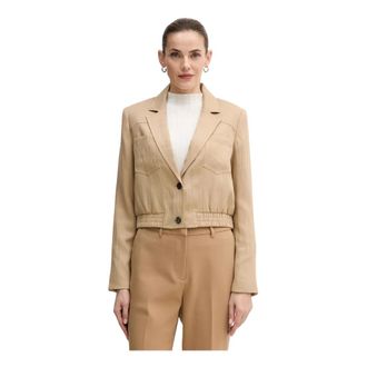 DKNY Dkny, Jassen, Dames, Beige, L, Leer, Geweven Jas