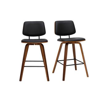 Miliboo Taburetes De Bar Negros Y Madera Oscura H66 Cm (lote De 2) Segur