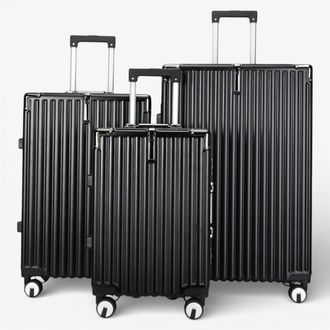 Infinity Leather Unisex Black Hardshell Suitcase Dual 4 Wheel ABS Luggage Cabin Suitcases - Size Medium