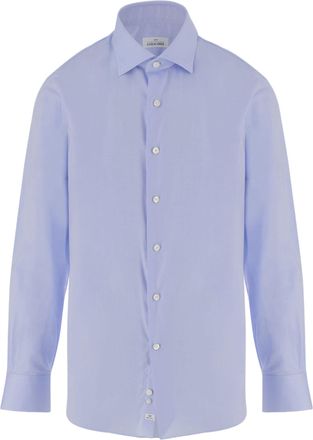 Alessandro Gherardi Light Blue Curved Hem Cotton Shirt