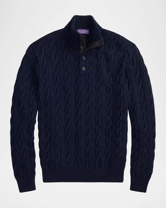 Ralph Lauren Purple Label Men & apos;s Cable-Knit Cashmere Mockneck Sweater