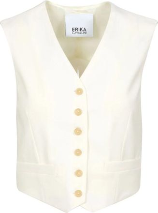 Erika Cavallini Semi Couture Semi-Couture Jassen - Dames - Gillet - Wit - M - Wol - Kostuums