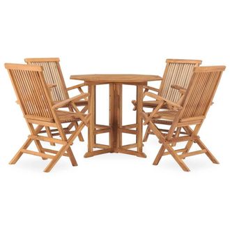 Berkfield Home 5 Piece Folding Outdoor Dining Set Solid Teak Wood in Brown