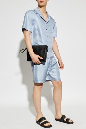 Ferragamo Silk Shorts, Mens, Blue