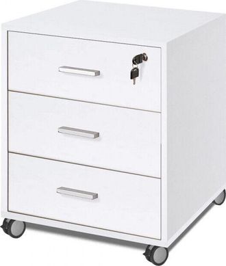 OEM C&oacute;moda De Oficina De Tres Cajones Con Ruedas Blanco Ceniza 50x41x H70 Cm
