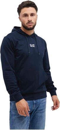 Emporio Armani Donkerblauwe Hoodie Heren Stijlvol - Heren - Hoodies - Blauw - S - Katoen - Hoodies & sweatvesten