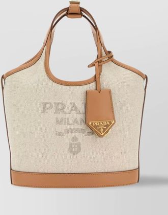 Prada canvas and leather top handle bag