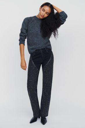 Hudson Rosie Studded High Rise Wide Leg Jeans
