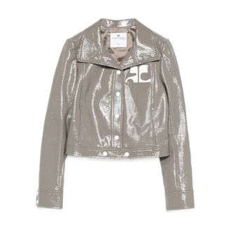 Courr&egrave;ges Leather Jackets, female, Brown, Size: S Reedition Vinyl Jacket