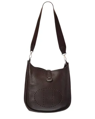 Herm&egrave;s Chocolat Clemence Leather Clemence Messenger Bag (Authentic Pre-Loved)