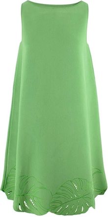 Oscar De La Renta Oscar de La Renta Green Banana Leaf Cut-out Swing Dress Size S