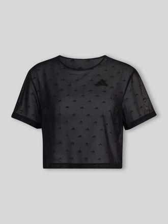 adidas Cropped Fit Sport T-Shirt aus Mesh mit Logo-Stitchings in Black, Gr&ouml;&szlig;e XL