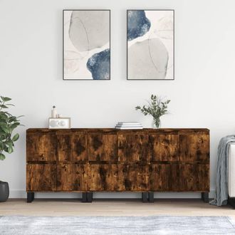 vidaXL Aparadores 3 Uds Madera Contrachapada Roble Ahumado Vidaxl
