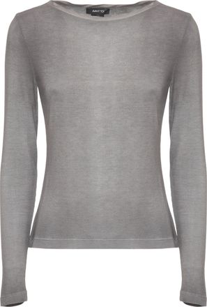 Avant Toi Grey Round Neck Silk-Blend Sweater