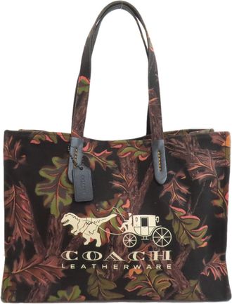 Coach Black Green Orange Canvas Tote Bag (Pre-Owned)