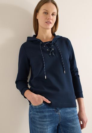 Cecil Hoodie CECIL, Damen, Gr. XXL (46), universal blau, Sweatware, Obermaterial: 80% Baumwolle, 15% Polyester, 5% Elasthan, unifarben, l&auml;ssig geschnitten h