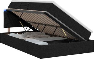 vidaXL Cama De Almacenamiento Led Con Colch&oacute;n Negro 120 X 200 Cm Tela Vidaxl