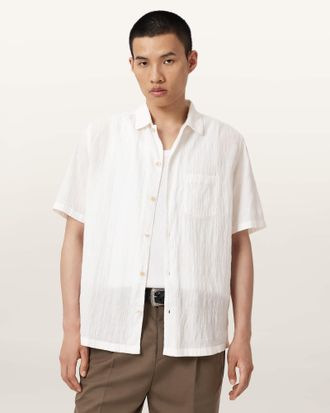 AllSaints Cotton Walton Short Sleeve Crepe Shirt, Size: XXL