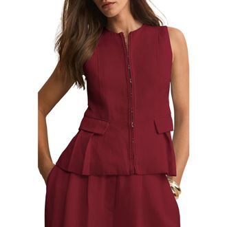 Mint Velvet Tailored Tie Back Waistcoat in Burgundy at Nordstrom, Size 10