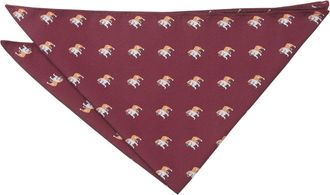 DQT Mens Embroidered Dogs Novelty Handkerchief Pocket Square - Burgundy Bulldog