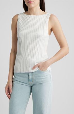 Bernardo Bateau Neck Rib Tank in Bright White at Nordstrom, Size X-Large