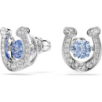 Swarovski Symbolica Horseshoe Stud Earrings in Blue/Silver at Nordstrom