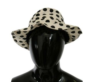 Dolce & Gabbana Womens White 100% Cotton Polka Dot Design Trilby Hat - Multicolour - Size X-Large