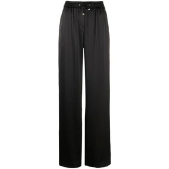 Herno Wide Trousers, female, Black, Size: S Emerald Green Satin Straight Trousers