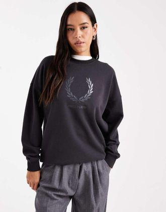 Fred Perry Felpa grigio scuro con logo glitterato