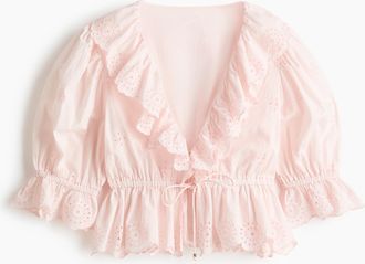 H&M Baumwollbluse mit Broderie Anglaise - Pink