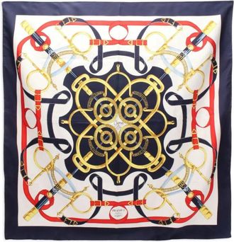 Hermès Foulard Eperon dOr in seta anni 2000 - Bianco