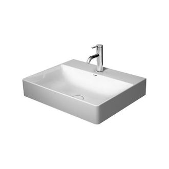 Duravit Duravit Durasquare Lavabo De Muebles 60x47cm, Pulido, 2 Agujeros Para Grifos, Sin Rebosadero, Con Banco Con Agujeros Para Grifos, Color: Blanco Con Wo