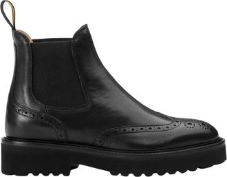 Doucal's Leren Dovetail Beatle Boot - Dames - Chelseaboots - Zwart - 41 EU - Leer - Schoenen