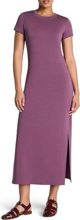 Spanx AirEssentials Stripe Side Slit Maxi Dress in Prune at Nordstrom, Size X-Small
