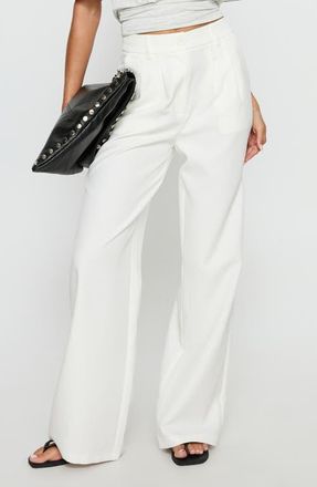 Princess Polly Archer Pleated Pants in White at Nordstrom, Size 12