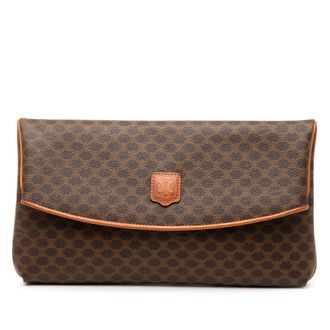 Celine Pre-owned Womens Macadam Coated Canvas Clutch - Brown Textile - One Size