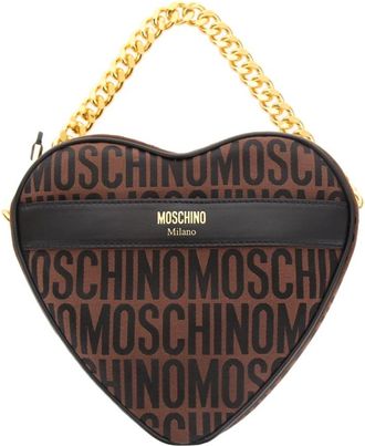 Moschino Logo Heart Bag - Dames - Handtassen - Bruin - ONE Size - Katoen - Tassen