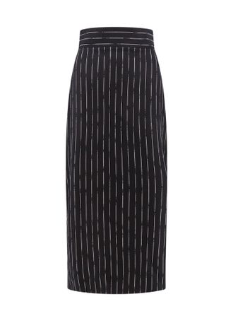 Alexander McQueen Wool Skirt With Striped Motif-Donna
